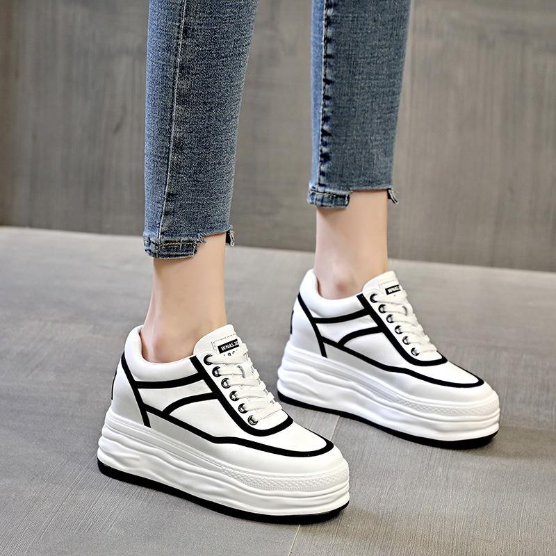 Spring women's shoes new flat-bottomed inner height-increasing shoes casual platform sports women's single shoes