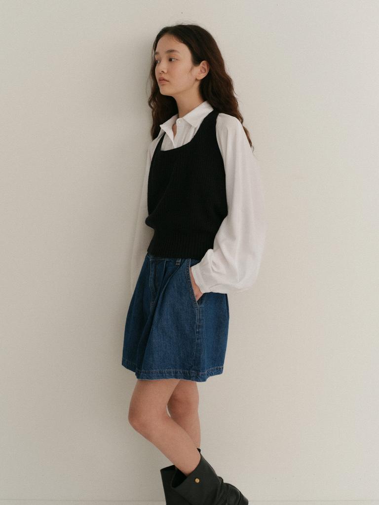 Love Us You Kale Pintuck Denim Skirt