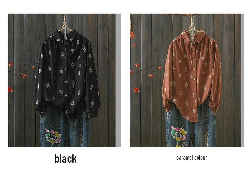 Retro Artistic Spring 2026 Long Sleeve Cotton Linen Base Layer Shirt