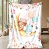 Teddybären mit Mond und Sternen Thema Decke Leichte Warme Flanelldecke Dekorative Überwurfdecke für Heimdekoration