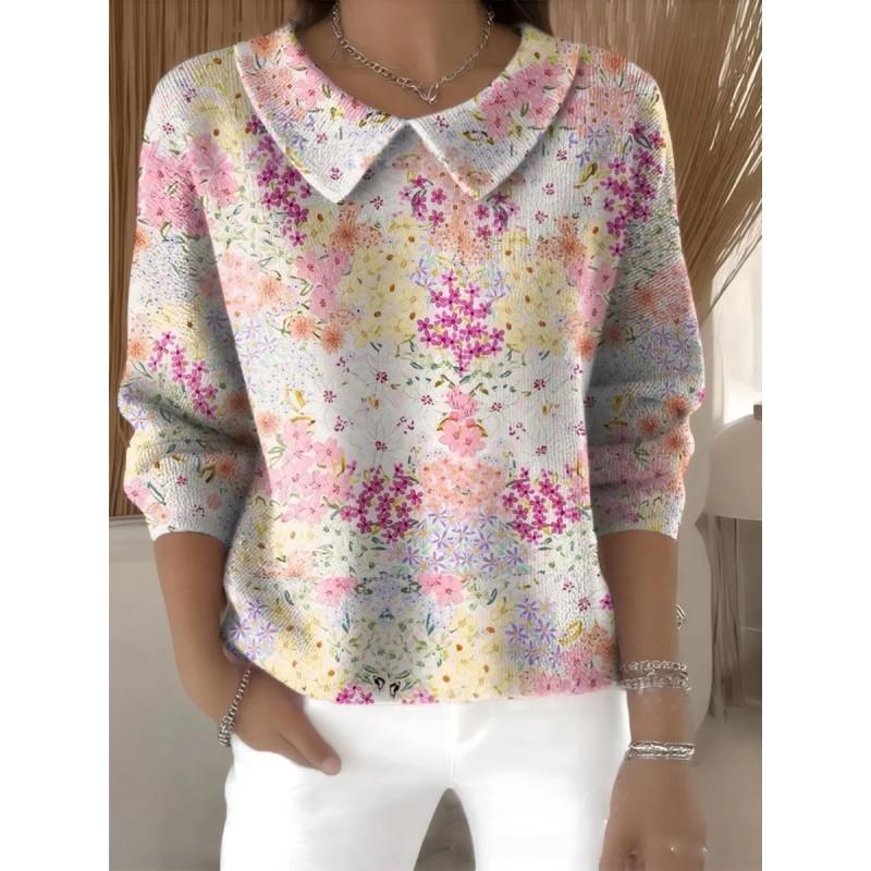 Womens Oversized Long Sleeve Crewneck Sweatshirt 2025 Fall Casual Pullover With 3D Print Acrylic Fabric
