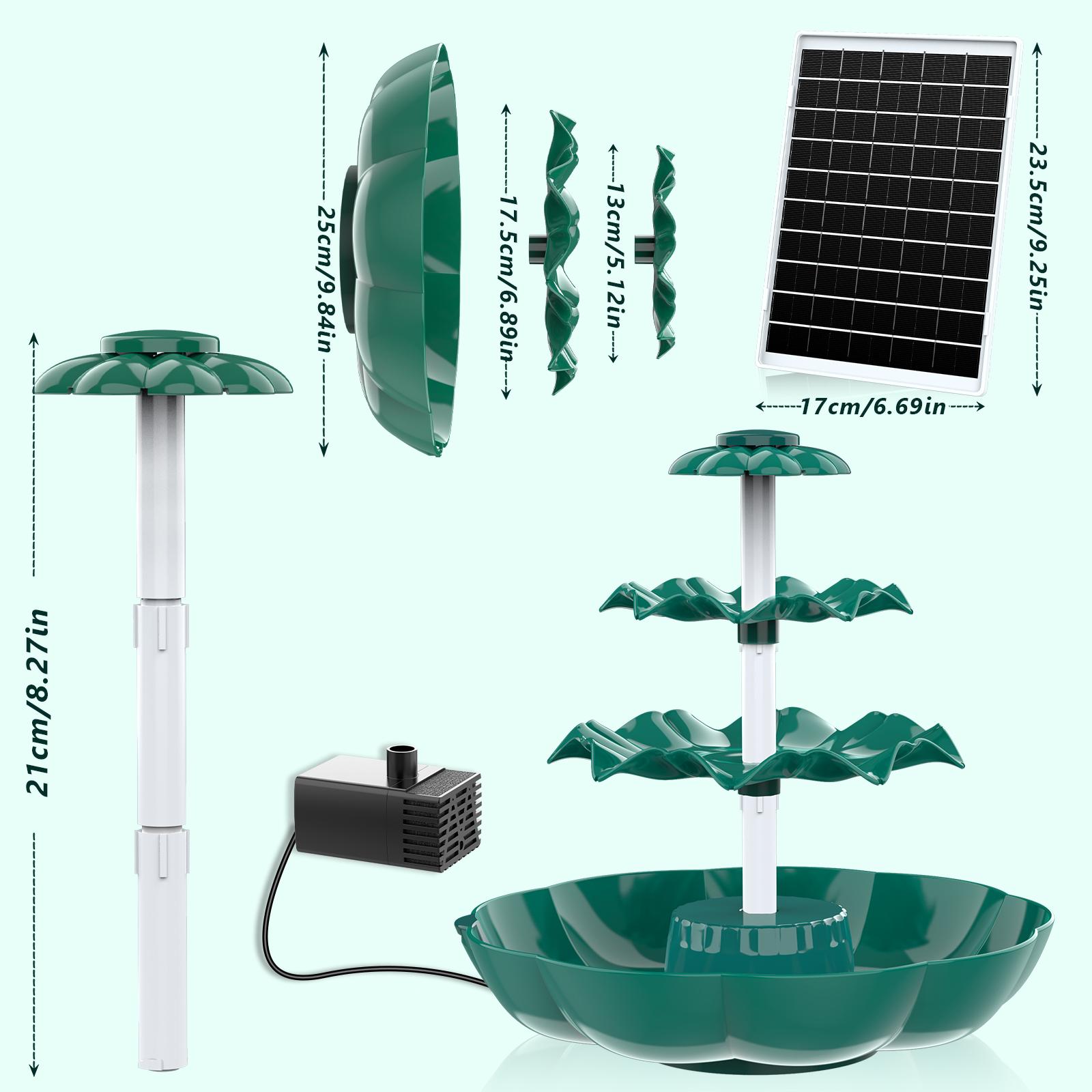 

2025 New Three-Layer Solar Fountain, Transparent Color/Green Bird Bath Fountain Pump, Suitable for Garden, Courtyard, Pond and B