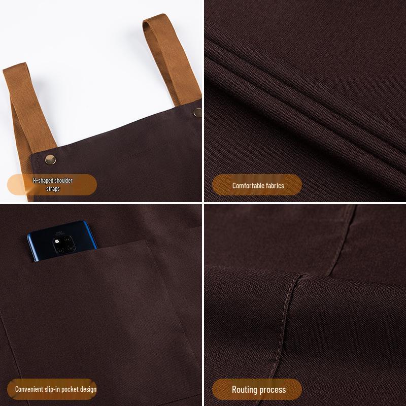 Custom Logo Waterproof Canvas Waist Apron for Manicure, Coffee Bar, Catering