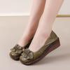 New Red Wedding Wedge Ballet Flats Women'S Luxury Loafers Genuine Leather Moccasins Woman Retro Heel Shoes Female Wedding Flats