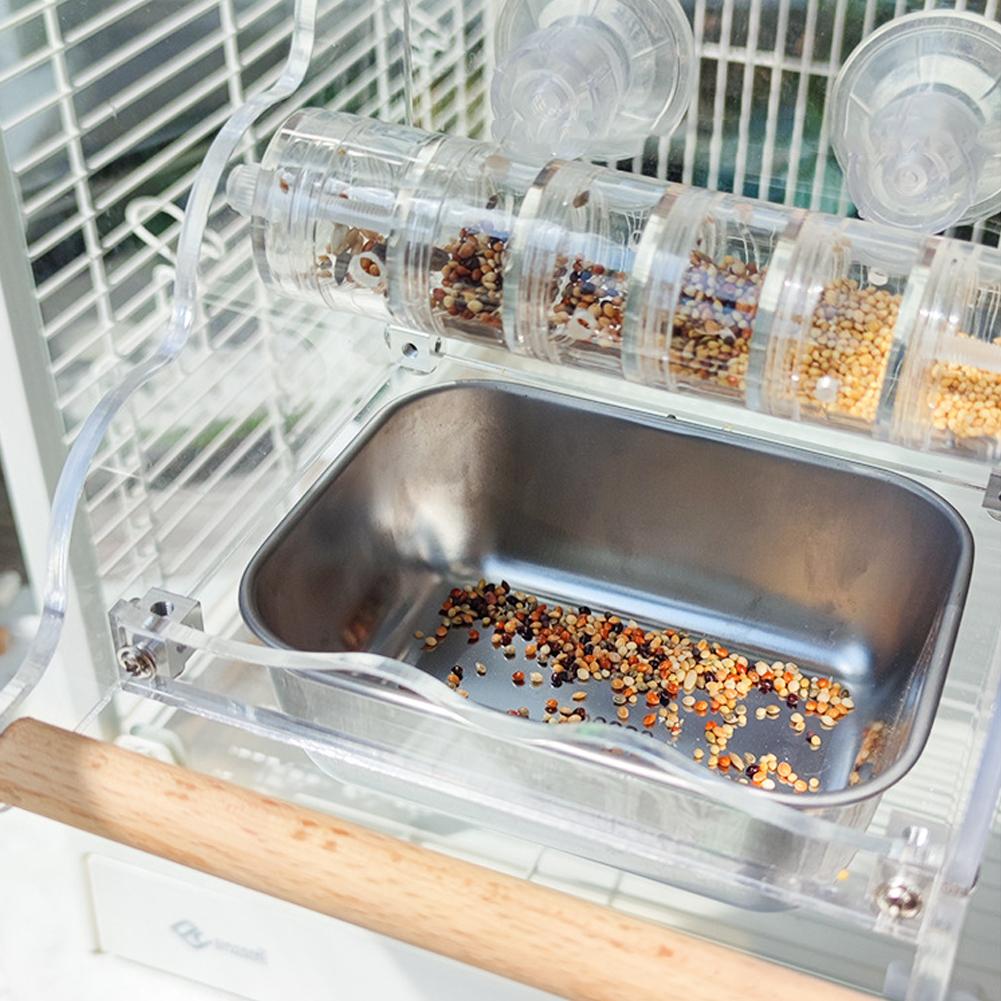 Bird Feeder Transparent Pet Supplies With Steel Bowl Parakeet Cage Feeder Water Tray For Cockatiels Lovebirds Budgies Parakeet