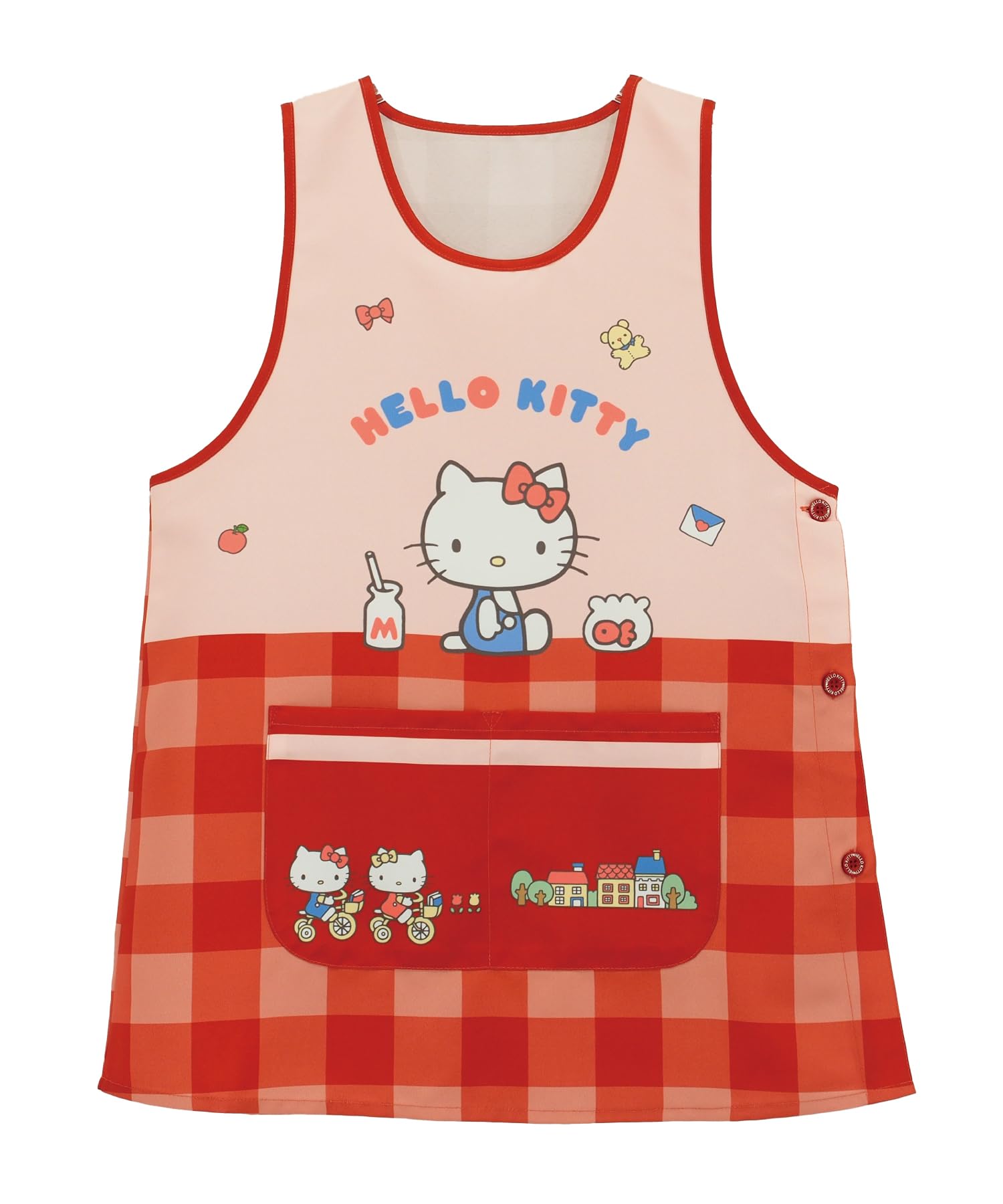 

Hello Kitty Apron for Nursery Side Quick Wrinkle Character Apron [ON NISHIKI] Teachers, Buttons, Drying, Resistant, Women s (08 Red/ML/41258)