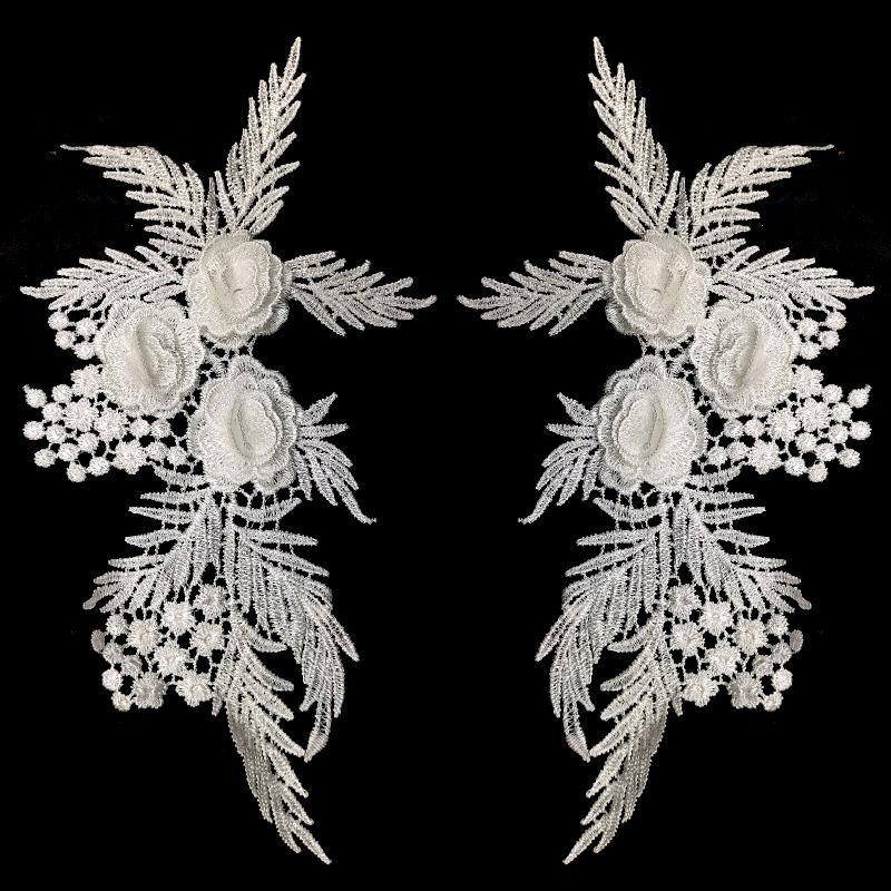 

1 пара вышивка цветок 29X17см полый DIY аксессуары для одежды для одежды сумка ткань аппликация кружевная аппликация пришить белый