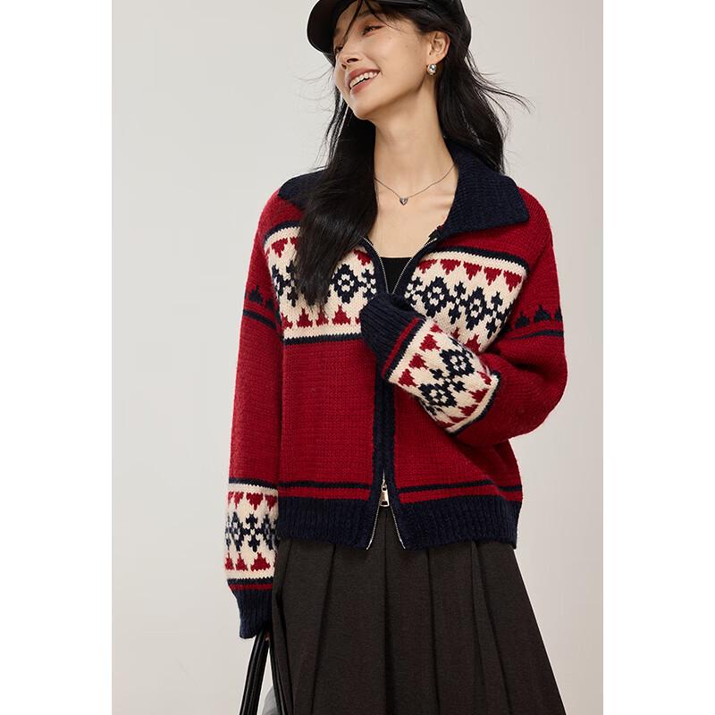 VICTORIA&VERA Damen Nordic Fair Isle Reißverschluss-Pullover