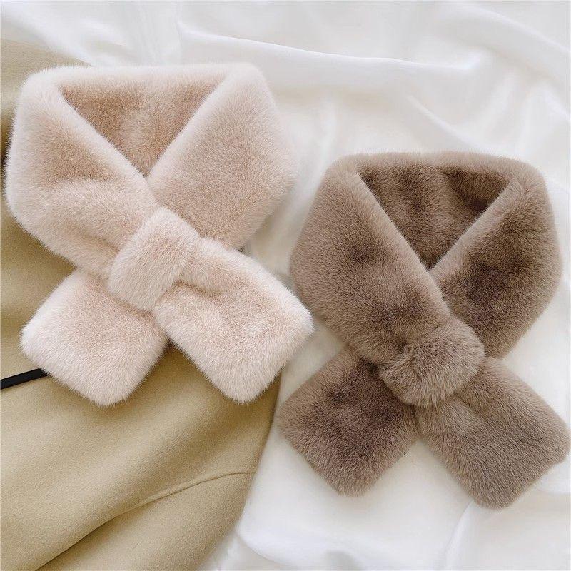 Korean Style Plush Scarf for Women - High-End Autumn Winter Neck Warmer & Gaiter