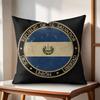 El SSalvador Flag Cushion Cover Natural Linen Organic Fabric DoubleSided Printing Couch Pillow Covers Home Decor