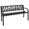 2-Seater Garden Bench in Steel with Decorated Backrest and Armrests, 125x50x75cm, Black
