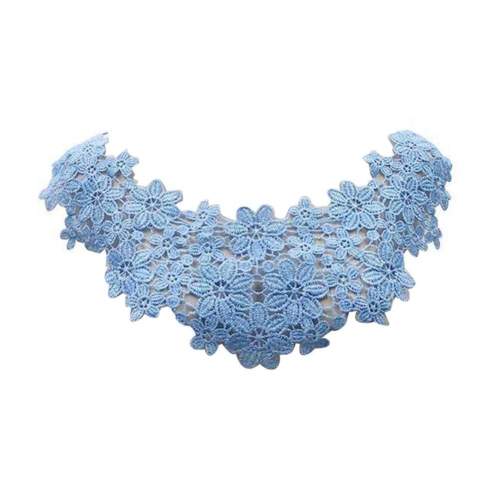 Женская уличная женская кружевная ажурная вышитая короткая шаль, шаль-солнцезащитный крем, ложный воротник, пляжная шаль, шаль-солнцезащитный крем, накидка синий