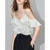Romantic French Style Off-Shoulder Ruffle Chiffon Blouse