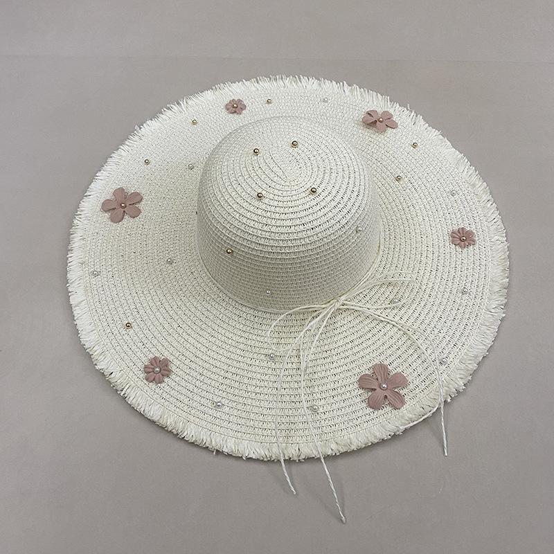 Flower Straw Hat Women'S Summer Seaside Beach Vacation Big Brim Sunshade Sunscreen Hat Supply Sun Hat