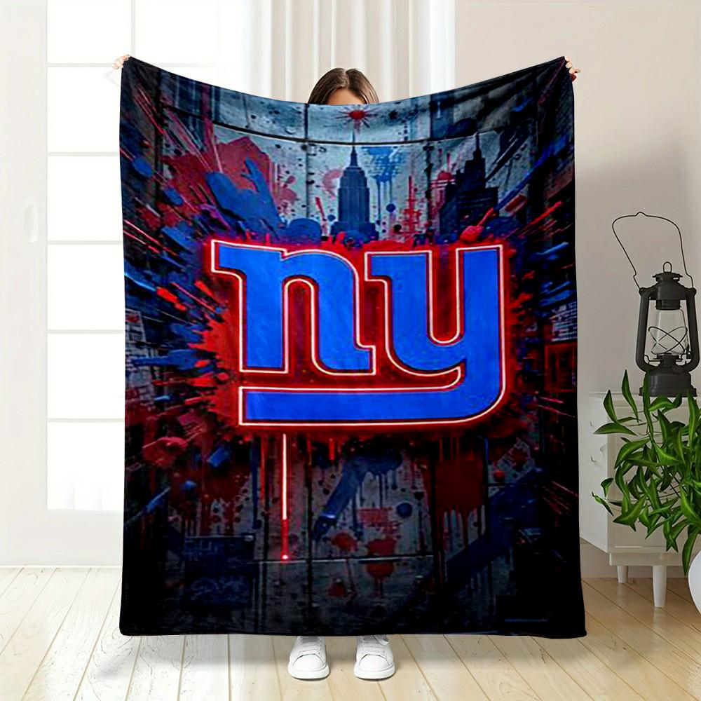 New York Giants Logo with Urban Art Style Flannel blanket for bedroom, living room, sofa, and nap sofas