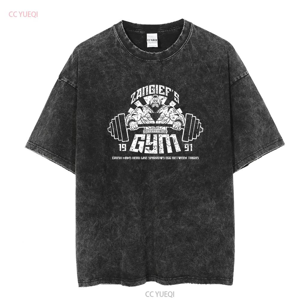 Zangief s Gym 2 T Shirt Gamer Ryu Ken Street Retro Fan Fighter Russia vintage Washed Soft streetwear Slightly Casual Stylish
