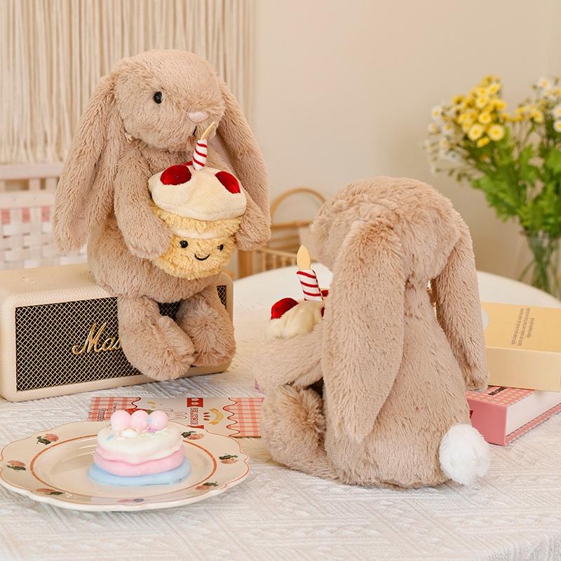 31cm Bonnie Rabbit Plush with Birthday Cake Cute Bunny Doll Easter Gift Kids Birthday Decor