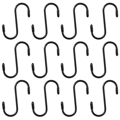 12pcs Black Metal  S Hook 8cm Heavy Duty S Hooks Anti-rust Vinyl Coated S Hooks  Closet