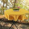 Japan Cotton Linen Round Table Cloth Nordic Printed White Yellow For Home Wedding Party Decoration