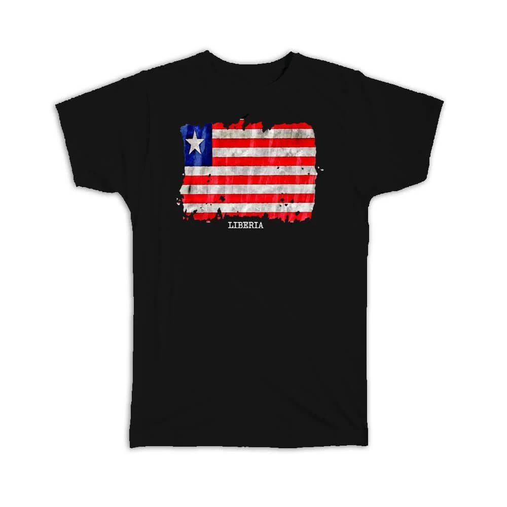 Gift T-Shirt : Liberia Flag Africa Travel Expat Country Watercolor 3XL