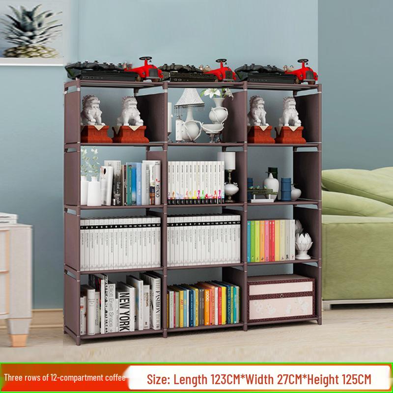 Best-Selling Multi-Layer Bookshelf: Three-Column Steel Pipe Bookcase for Home Storage & Student Organization