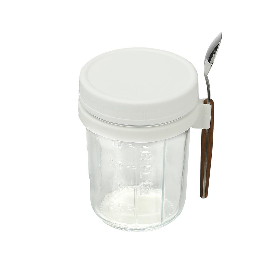 Einmachglasbehälter für Overnight Oats mit Deckel und Löffel Wiederverwendbarer Glasbecher für den Heimgebrauch
