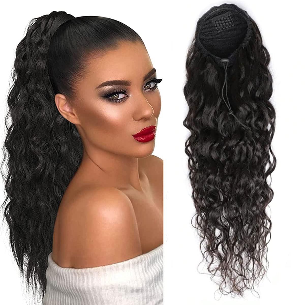 Drawstring Human Hair Ponytail Extension Natural
