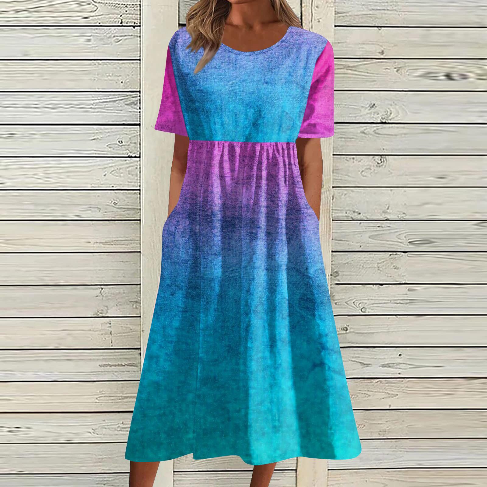 

Жен. Повседневные платья Платья с принтами Летние платья С принтами Плиссированные платья-миди с круглым вырезом Классический Классический На открытом воздухе Повседневные С короткими рукавами Свободные платья XL фиолетовый