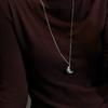 FY-40TL13 S925 Sterling Silver Korean Version Niche Design Textured Horn Bag Necklace Korean Style Long Sweater Chain
