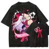 Vintage Washed Hazbin Hotel Graphic T-shirt Unisex Oversized Casual Streetwear Short Sleeve Heavy Cotton Breathable Comfortable Tee Tops