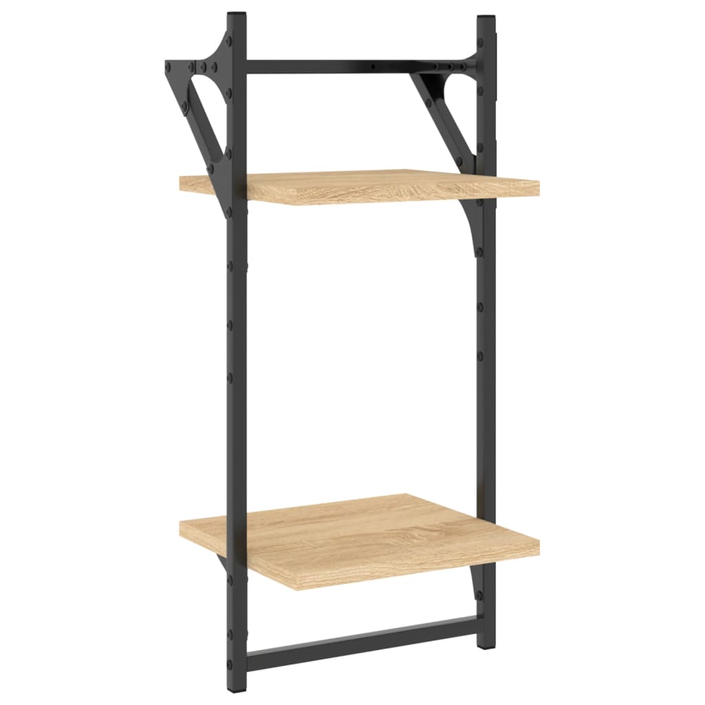 6 Piece Wall Shelf Set with Bars Sonoma Oak Wood Based Material