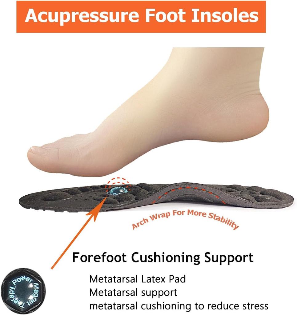 Magnetic Insoles Orthopedic Acupressure Insoles for Foot Health Shoe Pads Therapy Slimming Insoles for Weight Loss Arch Support