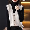 Knitted Sweater Vest Cardigan Top Early Autumn Womens Waistcoat Sleeveless Jacket Outerwear