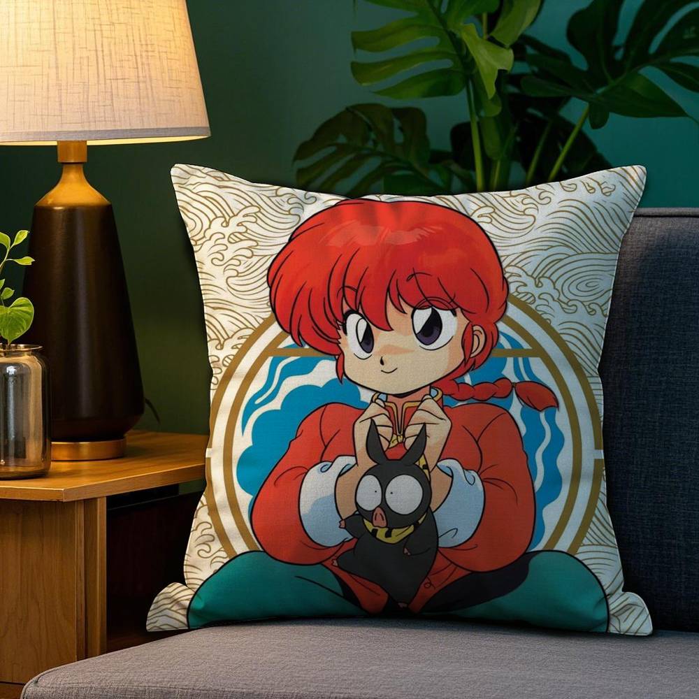 Cartoon R-Ranma1 2 Kissenbezug Sofa Wohnzimmer Schlafzimmer Beidseitig bedruckt Quadratisches Kissen Nickerchen Kissenbezug