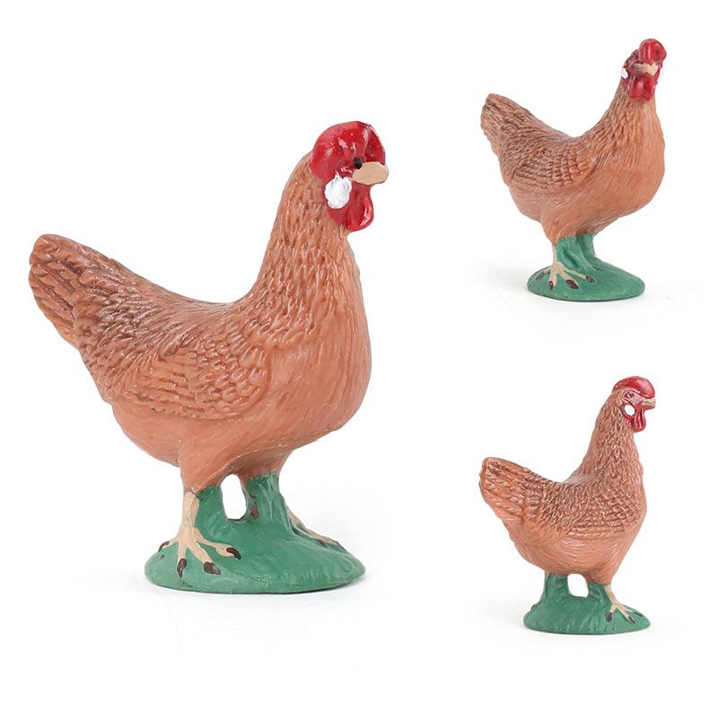 Mini Simulation Solid Farm Poultry Animal Model Rooster Hen Duck Goose Static Ornament Toy