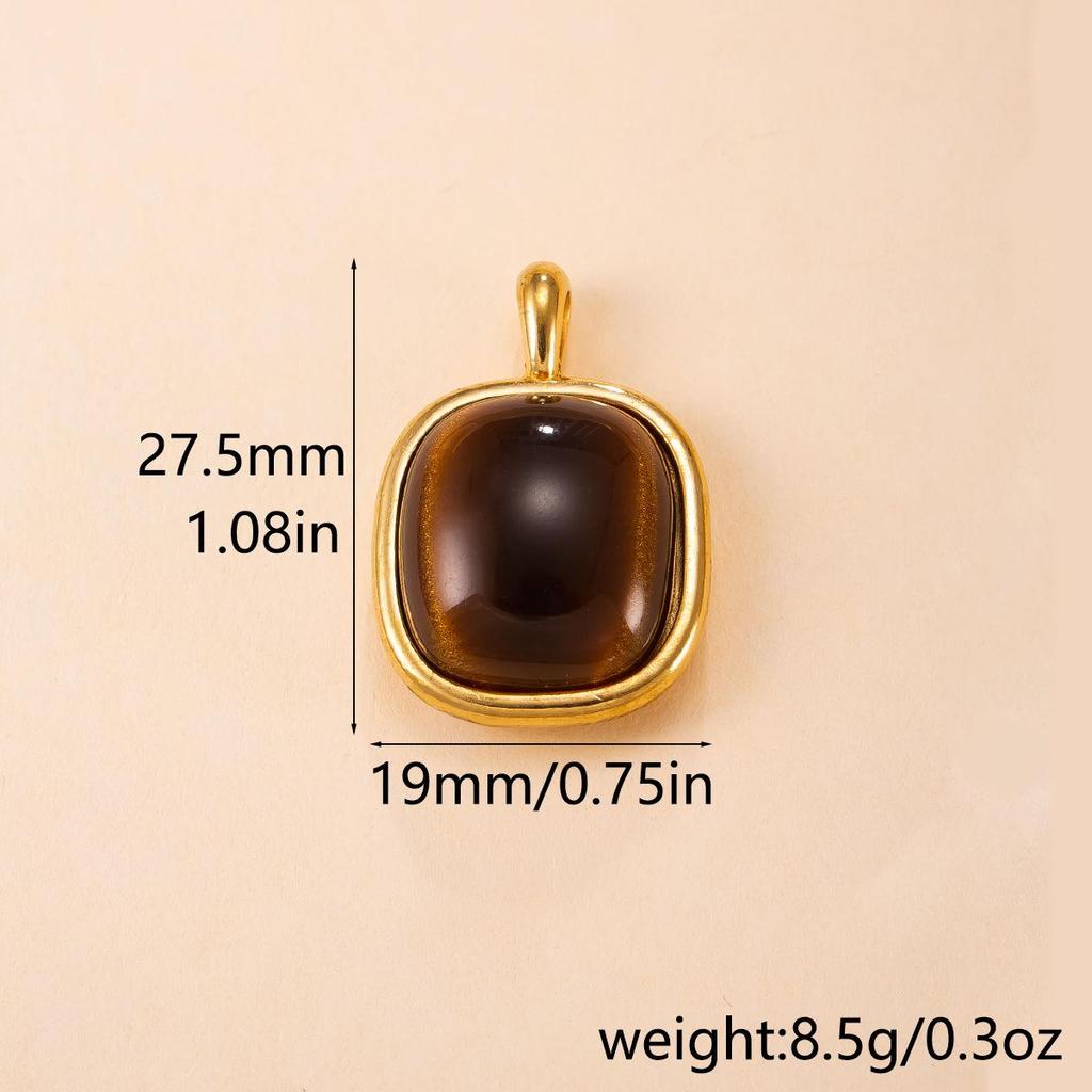 Exaggerated Geometric Tiger Eye Stone Pendant Necklace In Stainless Steel