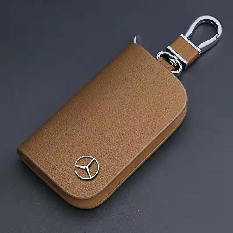GLC GLB Leather Car Key Case Protection Auto Key Bag Key Chain Cover For Mercedes Benz W176 W177 W204 W205 W212 W213 W206 X156