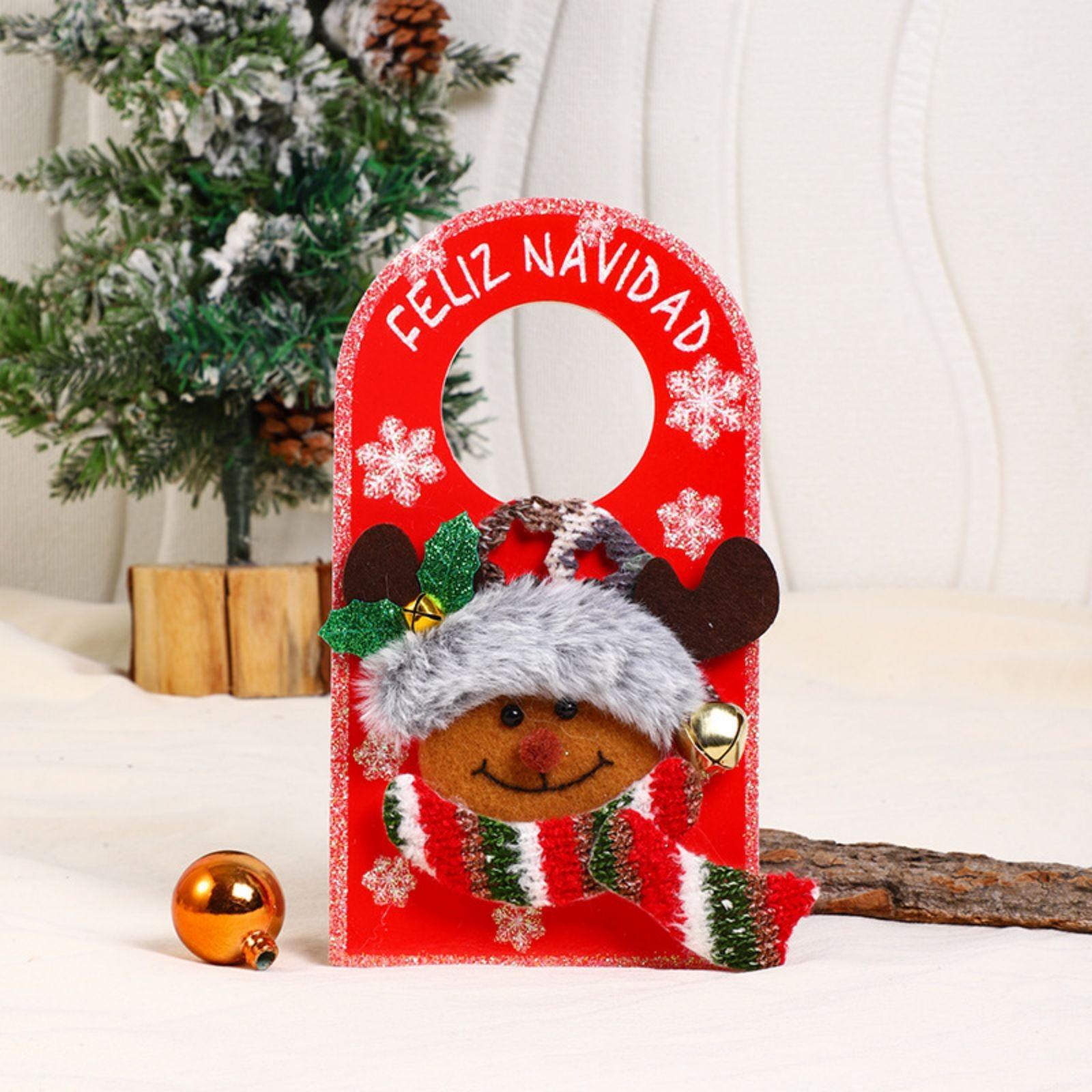

Christmas Cartoon Door Handle Decoration, Elderly Snowman, Christmas Wooden Sign, Door Pendant, Hotel Shopping Mall Window Decoration One Size