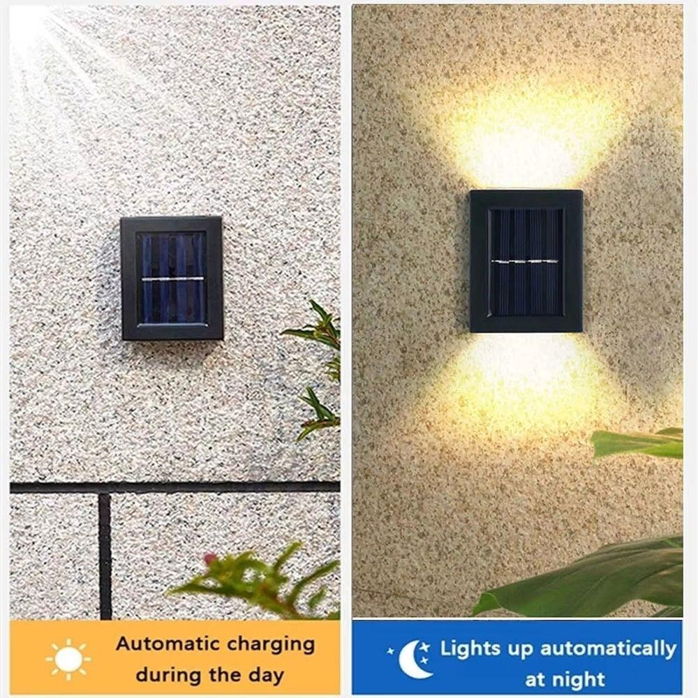 2Pcs Solar Powered Solar Wall Light Waterproof Solar Garden Light LED Solar Light  Home Balcony