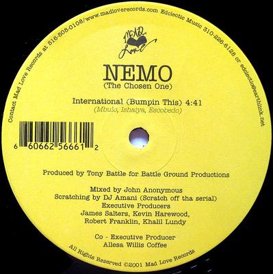 12-Zoll-Schallplatte NEMO (DER AUSERWÄHLTE) - International (Das rockt) ML002 Mad Love Record 2001 US Rap & Hip-Hop/R&B Gebraucht