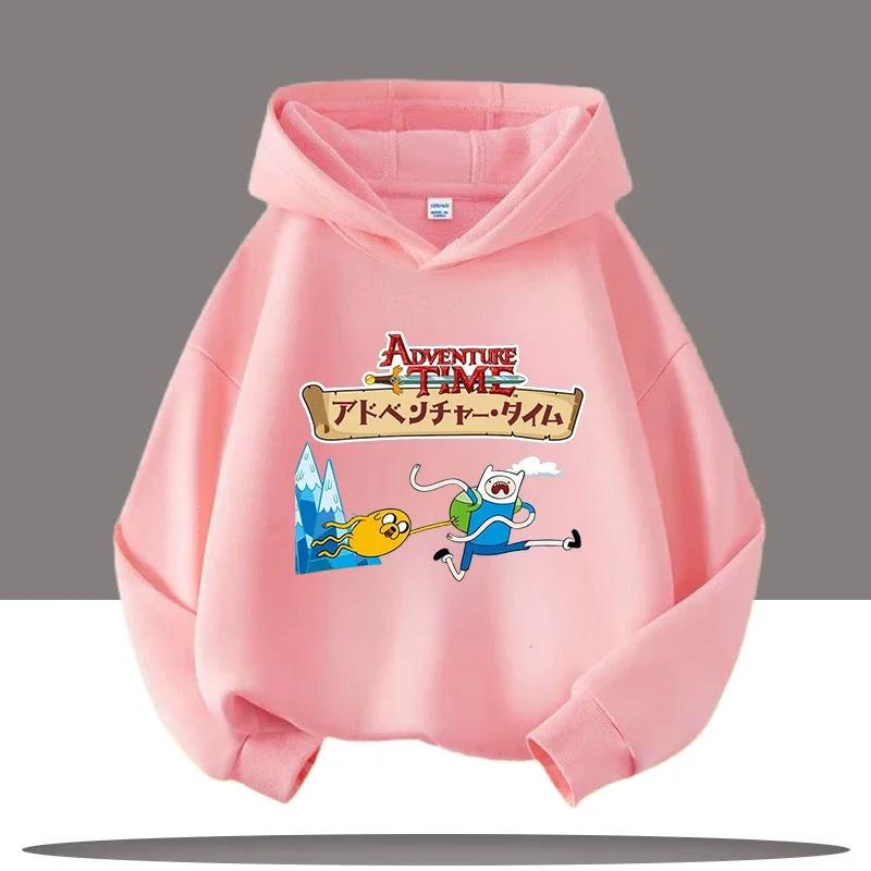 2025 Nová mikina Adventure Time pro děti s potiskem postaviček z kresleného seriálu Dětské sportovní oblečení pro dívky Ležérní top Podzimní/Zimní oblečení