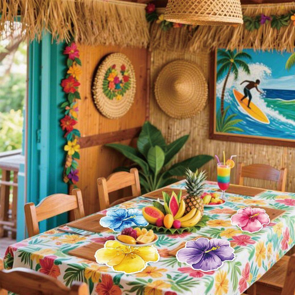 Hawaiian Disposable Paper Placemats Disposable Flower Shaped Tablemat  Wedding Table Setting