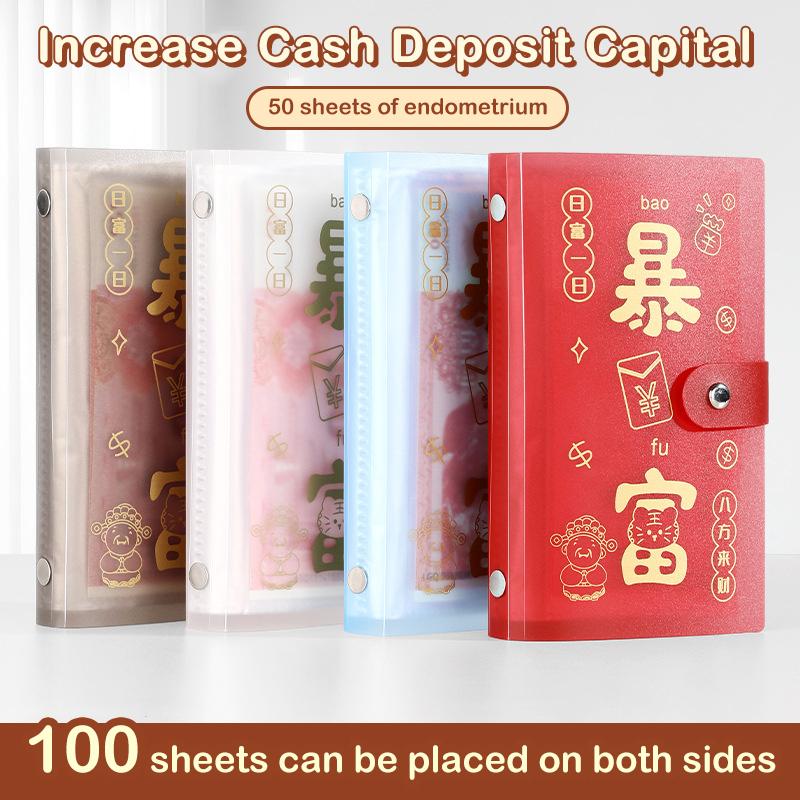 Get Rich Overnight 100 Envelopes Money Saving Challenge Save Money PVC Money Collection Book Large Capacity Waterproof