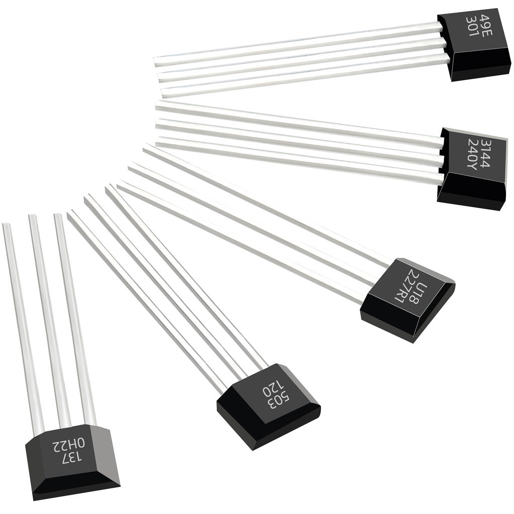 5pcs SS41F A3144 SS49E 0H137 ATS276 US1881 UGH3503 Hall Effect Sensor TO-92 Hall Element Sensor Motor 3 Pins for Arduino