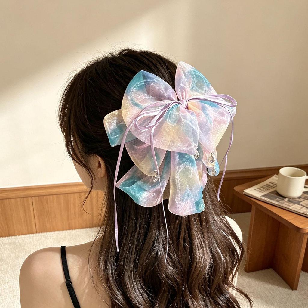 Polka Dot Bow Claw Clip: Elegant Women's Hair Accessory