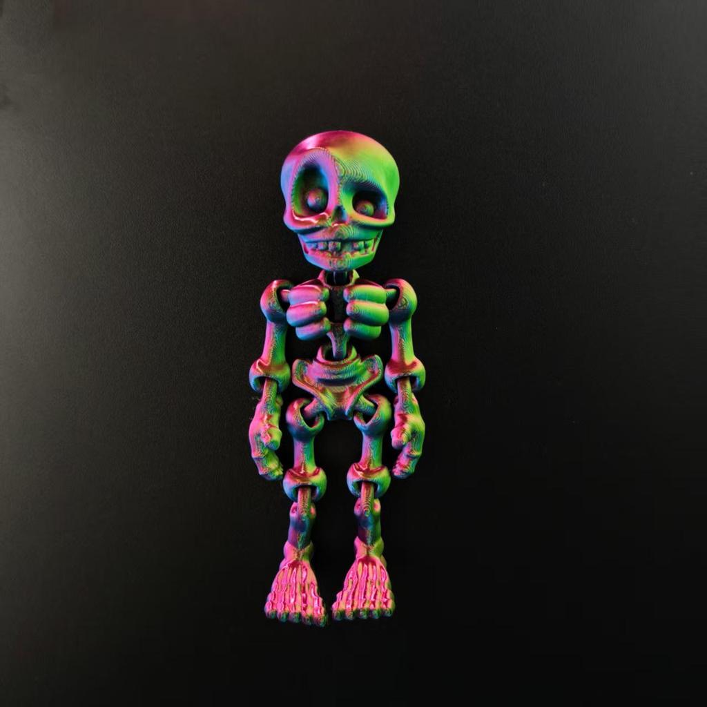 3D Printed Movable Skeleton Man Refrigerator Magnet - Halloween Decoration Model