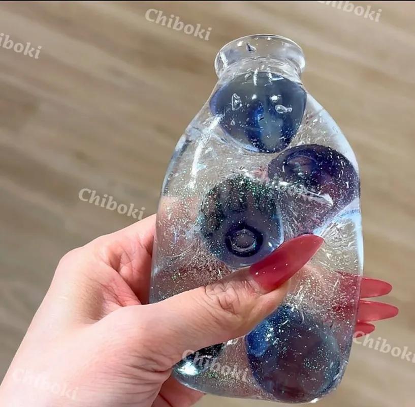 Chiboki Squishy Fidget Toy Handmade Moldable Non-Rebound Vaseline Pinch Ball Stress Relief for Adults Glass Fruit Candy Bottle D