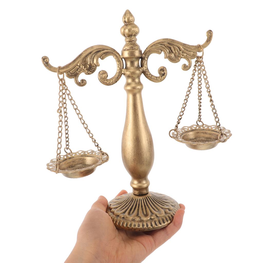 Balance Scale Libra Decor Vintage Metal Libra Jewelry Display Retro Iron Balance Justice Scale Sculpture Ornament For Office