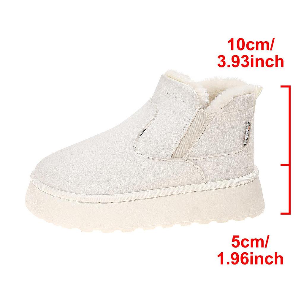 Plus Size Women's Thick Sole Winter Snow Boots - Fur-Lined, Low Cut, Warm Velvet Style