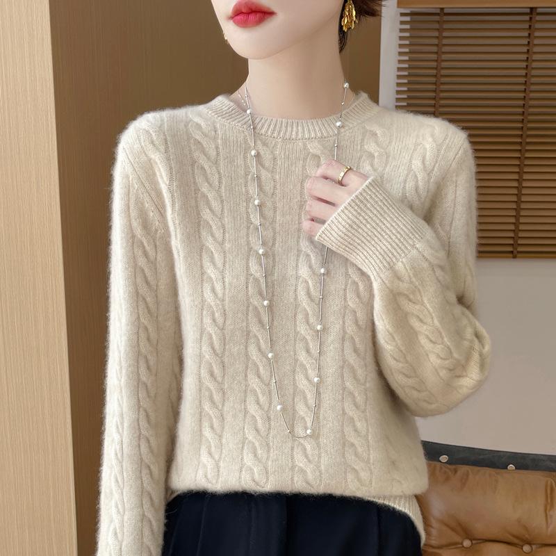 Fashionable Women's Pure Wool Loose Knit Sweater - Casual Autumn/Winter Outerwear